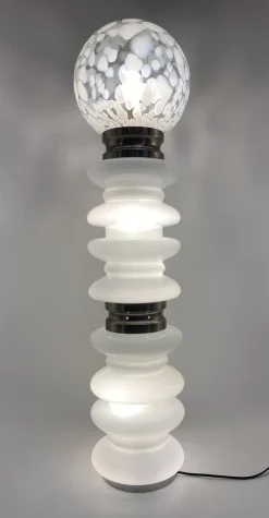 Best Pamono Floor Lamp in White Satined Glass by Carlos Nason for Mazzega, 1970s