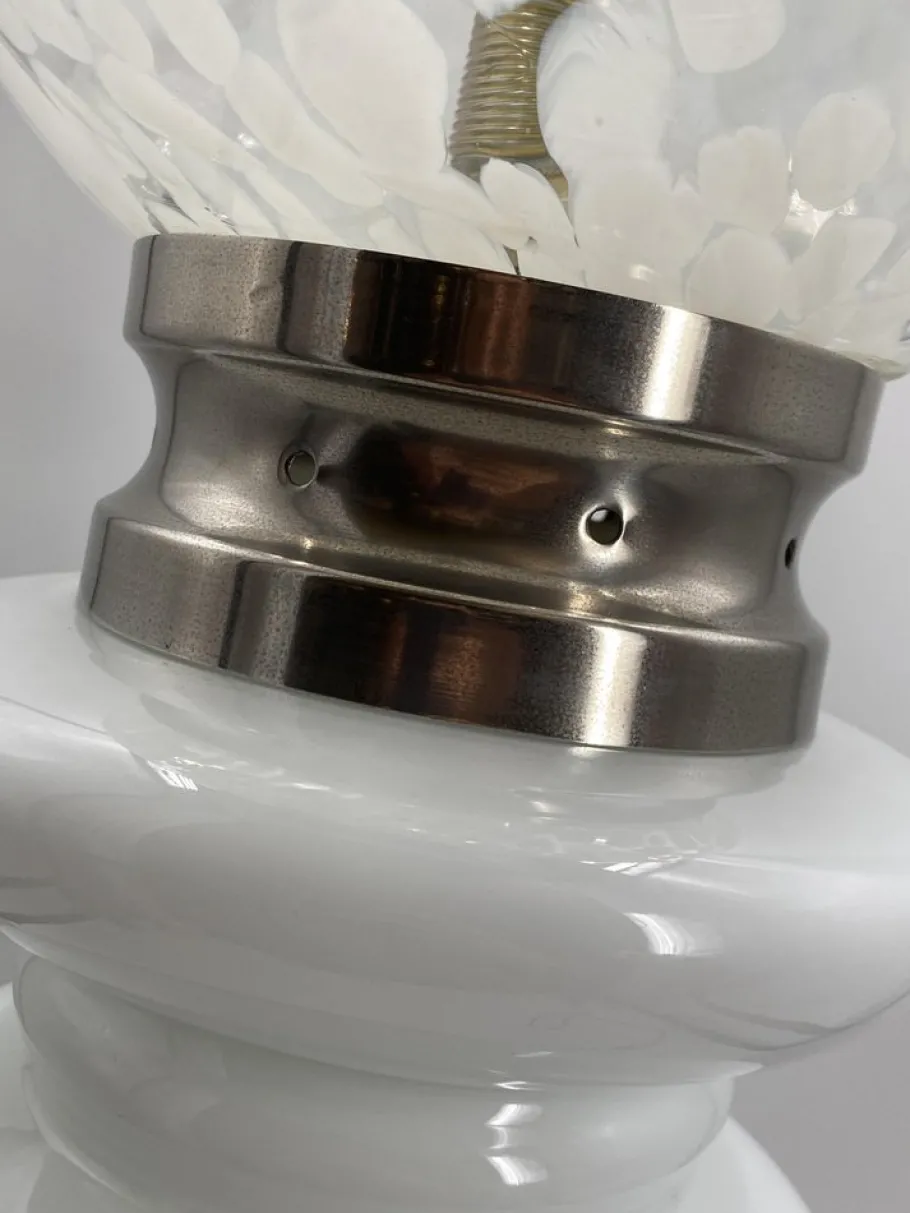 Best Pamono Floor Lamp in White Satined Glass by Carlos Nason for Mazzega, 1970s