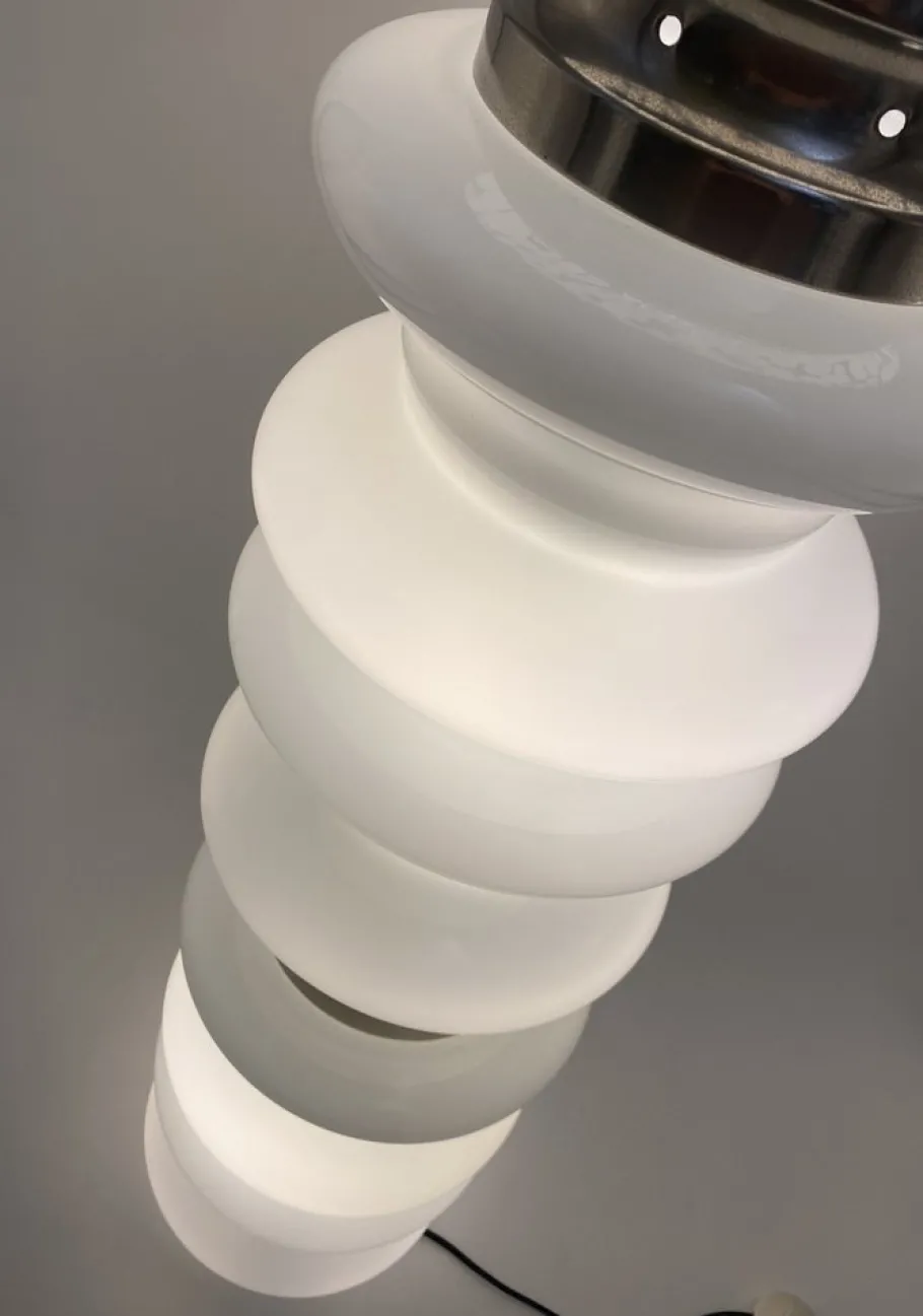 Best Pamono Floor Lamp in White Satined Glass by Carlos Nason for Mazzega, 1970s