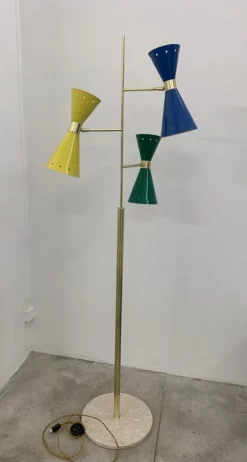 Pamono Floor Lamp with 3 Adjustable Cones from Stilnovo, Italy, 1950s