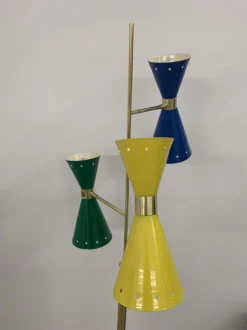 Pamono Floor Lamp with 3 Adjustable Cones from Stilnovo, Italy, 1950s