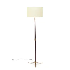 Sale Pamono Floor Lamp with Brass Base and Parchment Lampshade, 1940s