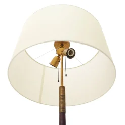 Sale Pamono Floor Lamp with Brass Base and Parchment Lampshade, 1940s