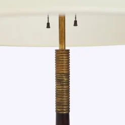 Sale Pamono Floor Lamp with Brass Base and Parchment Lampshade, 1940s