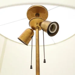 Sale Pamono Floor Lamp with Brass Base and Parchment Lampshade, 1940s