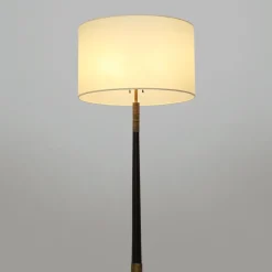 Sale Pamono Floor Lamp with Brass Base and Parchment Lampshade, 1940s