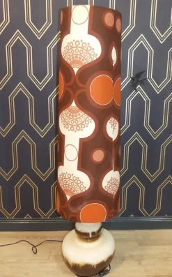 Discount Pamono Floor Lamp with Ceramic Base and Space Age Shade, 1970s