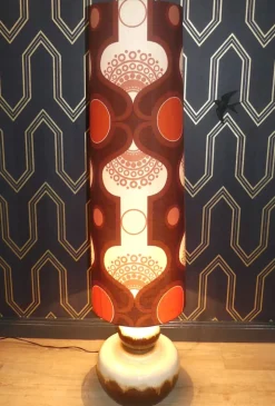 Discount Pamono Floor Lamp with Ceramic Base and Space Age Shade, 1970s