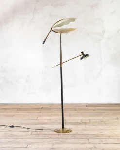Hot Pamono Floor Lamp with Diffusers attributed to Angelo Lelii for Arredoluce, 1960s