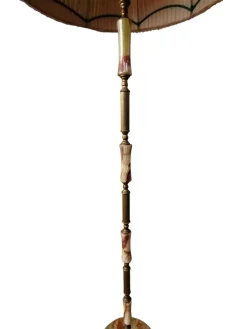 Sale Pamono Floor Lamp with Fabric and Velvet Lampshade, 1950s