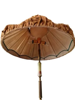 Sale Pamono Floor Lamp with Fabric and Velvet Lampshade, 1950s