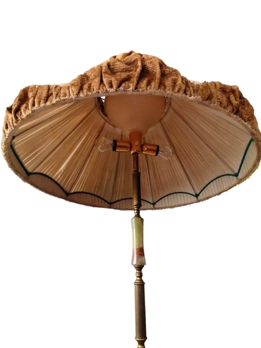 Sale Pamono Floor Lamp with Fabric and Velvet Lampshade, 1950s