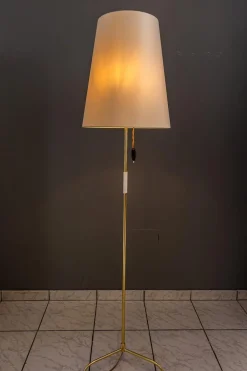 Discount Pamono Floor Lamp with Fabric Shade from Rupert Nikoll, Vienna, 1950s