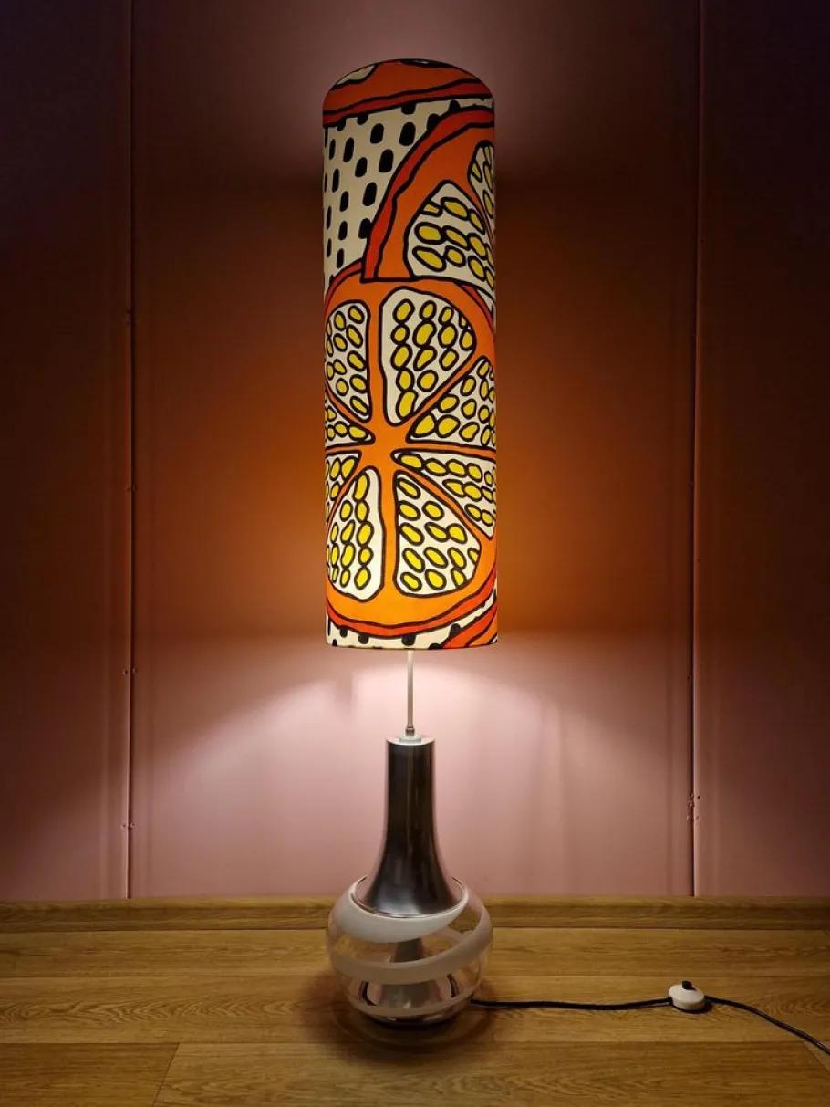 Clearance Pamono Floor Lamp with Illuminated Glass Base from Doria Leuchten, 1960s