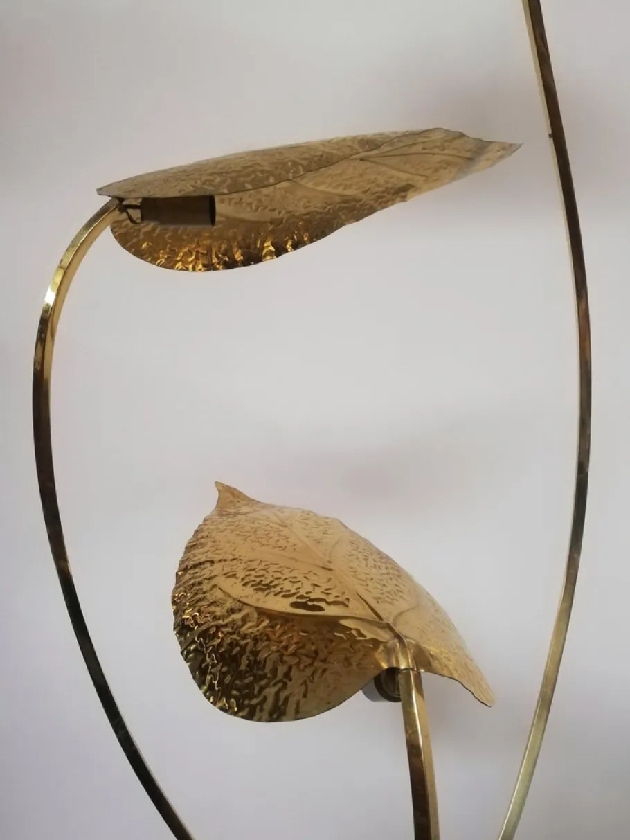 New Pamono Floor Lamp with Large Brass Leaves by Carlo Giorgi for Bottega Gadda, 1970s