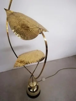 New Pamono Floor Lamp with Large Brass Leaves by Carlo Giorgi for Bottega Gadda, 1970s
