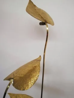 New Pamono Floor Lamp with Large Brass Leaves by Carlo Giorgi for Bottega Gadda, 1970s