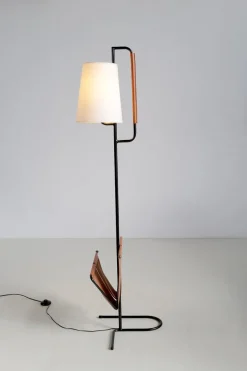 Pamono Floor Lamp with Magazine Rack from Mado Jolain, France, 1956