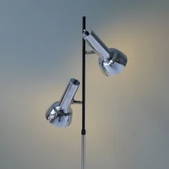 Sale Pamono Floor Lamp with Movable Chrome & Black Cylindrical Shades, 1960s