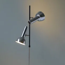 Sale Pamono Floor Lamp with Movable Chrome & Black Cylindrical Shades, 1960s