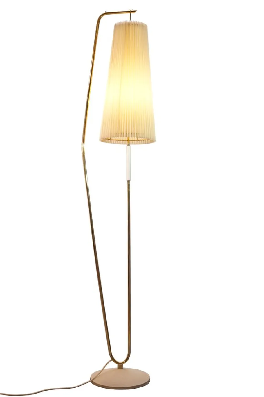 New Pamono Floor Lamp with Off-White Shade, 1950s