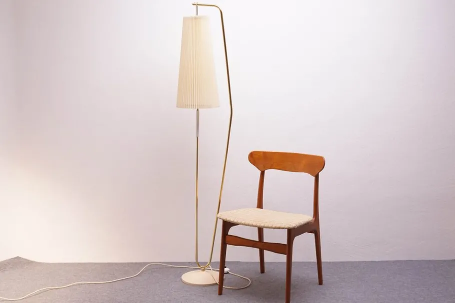 New Pamono Floor Lamp with Off-White Shade, 1950s