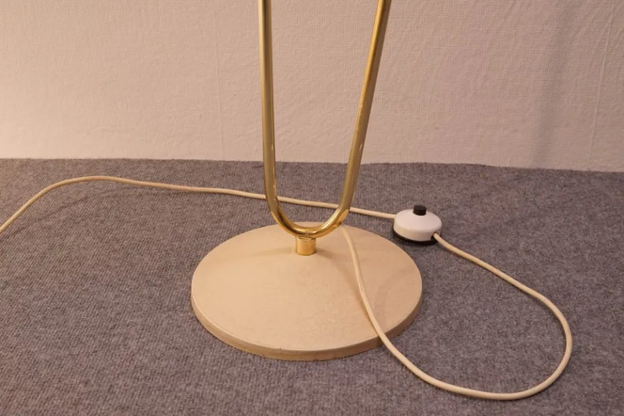 New Pamono Floor Lamp with Off-White Shade, 1950s