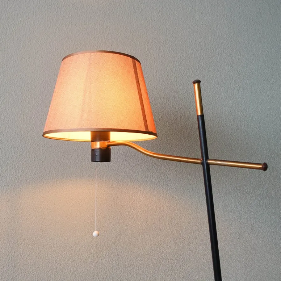 New Pamono Floor Lamp with Side Table in Ash Wood