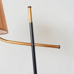 New Pamono Floor Lamp with Side Table in Ash Wood