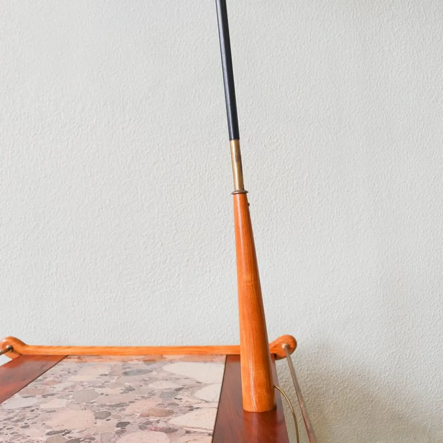 New Pamono Floor Lamp with Side Table in Ash Wood