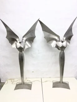 Clearance Pamono Floor Lamps Angel Illuminated Sculpture by Reinhard Stubenrauch, 1980s, Set of 2