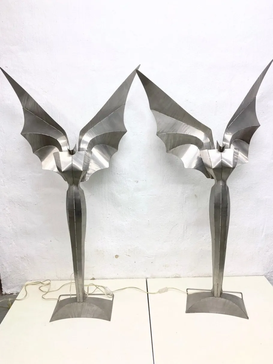 Clearance Pamono Floor Lamps Angel Illuminated Sculpture by Reinhard Stubenrauch, 1980s, Set of 2