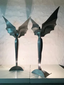 Clearance Pamono Floor Lamps Angel Illuminated Sculpture by Reinhard Stubenrauch, 1980s, Set of 2