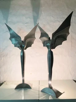 Clearance Pamono Floor Lamps Angel Illuminated Sculpture by Reinhard Stubenrauch, 1980s, Set of 2