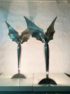 Clearance Pamono Floor Lamps Angel Illuminated Sculpture by Reinhard Stubenrauch, 1980s, Set of 2