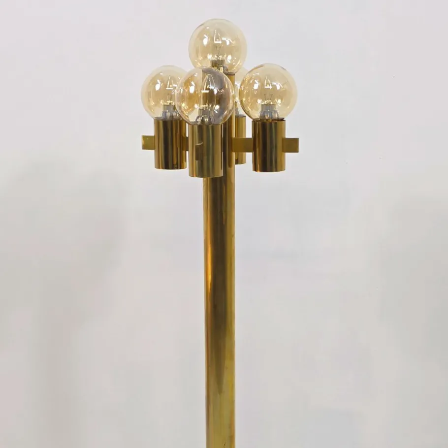 Clearance Pamono Floor Light in Brass and Glass attributed to Gaetano Sciolari for Sciolari, 1970s