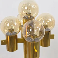 Clearance Pamono Floor Light in Brass and Glass attributed to Gaetano Sciolari for Sciolari, 1970s