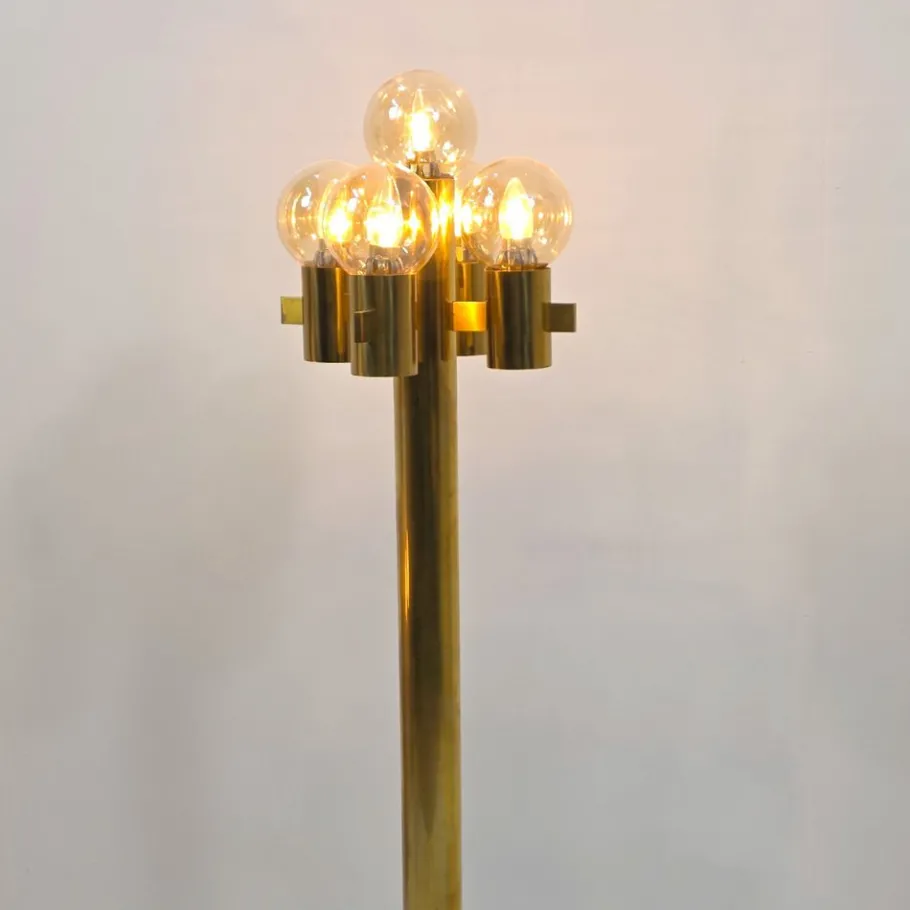 Clearance Pamono Floor Light in Brass and Glass attributed to Gaetano Sciolari for Sciolari, 1970s