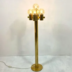 Clearance Pamono Floor Light in Brass and Glass attributed to Gaetano Sciolari for Sciolari, 1970s