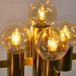 Clearance Pamono Floor Light in Brass and Glass attributed to Gaetano Sciolari for Sciolari, 1970s