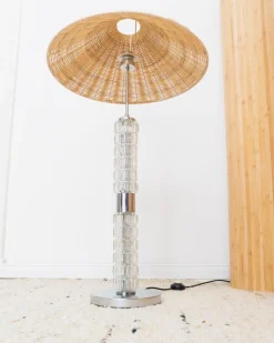Pamono Floor or Table Lamp with Illuminated Glass Body by Richard Essig, 1960s