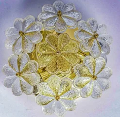 Hot Pamono Floral Flush Mounts with Murano Glass Flowers by Ernst Palme for Palwa, Germany, 1970s, Set of 2