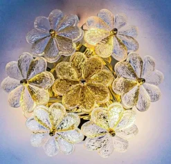 Hot Pamono Floral Flush Mounts with Murano Glass Flowers by Ernst Palme for Palwa, Germany, 1970s, Set of 2