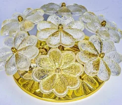 Hot Pamono Floral Flush Mounts with Murano Glass Flowers by Ernst Palme for Palwa, Germany, 1970s, Set of 2