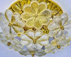 Hot Pamono Floral Flush Mounts with Murano Glass Flowers by Ernst Palme for Palwa, Germany, 1970s, Set of 2