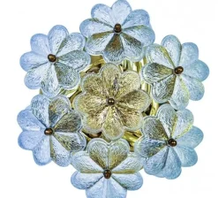 Hot Pamono Floral Flush Mounts with Murano Glass Flowers by Ernst Palme for Palwa, Germany, 1970s, Set of 2