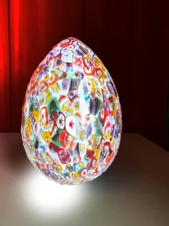 Hot Pamono Floral Multicolor Murano Style Glass Egg Small Table Lamp from Simoeng