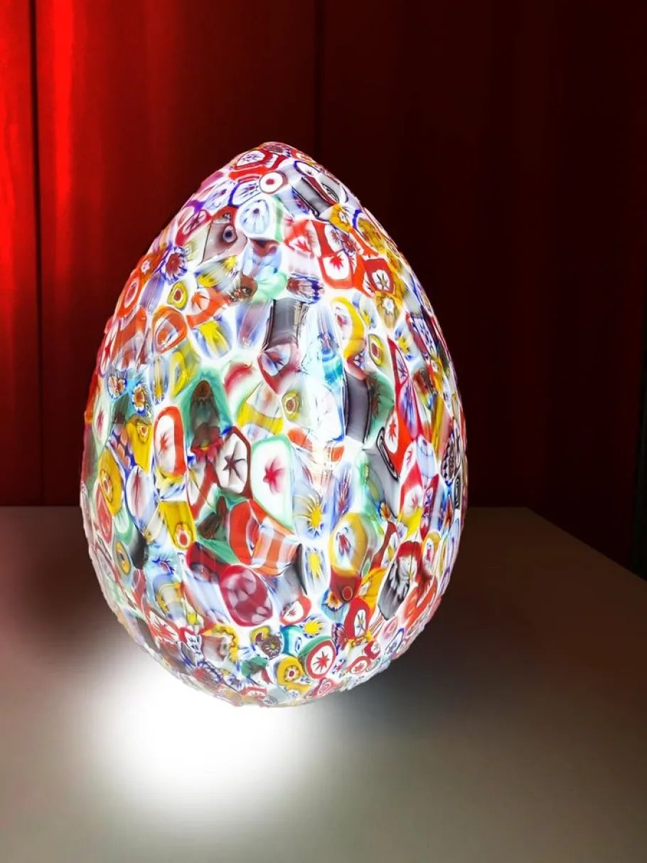 Hot Pamono Floral Multicolor Murano Style Glass Egg Small Table Lamp from Simoeng