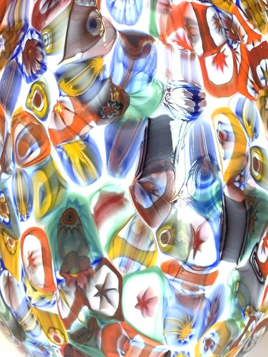 Hot Pamono Floral Multicolor Murano Style Glass Egg Small Table Lamp from Simoeng