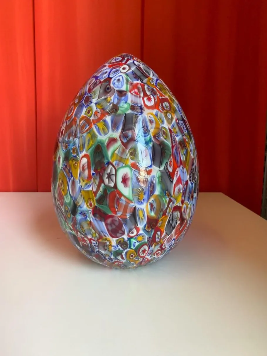 Hot Pamono Floral Multicolor Murano Style Glass Egg Small Table Lamp from Simoeng